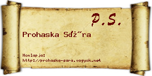 Prohaska Sára névjegykártya